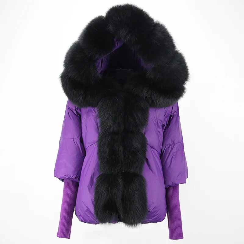 OFTBUY 2023 Winter Jacket Women Real Fox Fur Collar Hooded Natural Thick Warm Loose Oversize Duck Down Coat Streetwear Outerwear