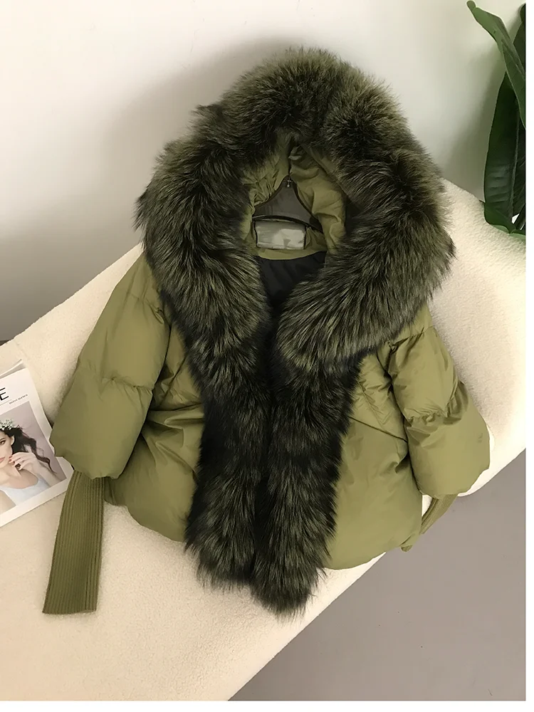 OFTBUY 2023 Winter Jacket Women Real Fox Fur Collar Hooded Natural Thick Warm Loose Oversize Duck Down Coat Streetwear Outerwear