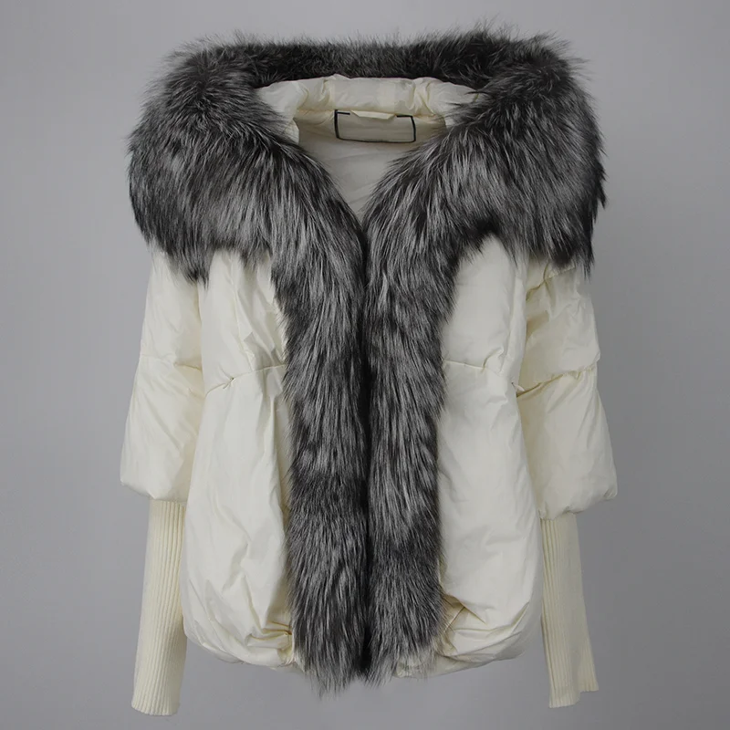 OFTBUY 2023 Winter Jacket Women Real Fox Fur Collar Hooded Natural Thick Warm Loose Oversize Duck Down Coat Streetwear Outerwear