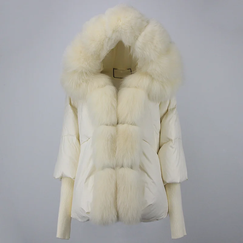 OFTBUY 2023 Winter Jacket Women Real Fox Fur Collar Hooded Natural Thick Warm Loose Oversize Duck Down Coat Streetwear Outerwear