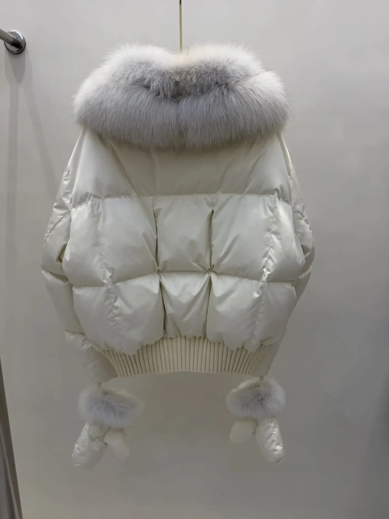 OFTBUY Real Fox Fur Collar Detachable Fur Gloves Winter Solid Puffer Color Outerwear Women Cropped Bomber Duck Down Jacket