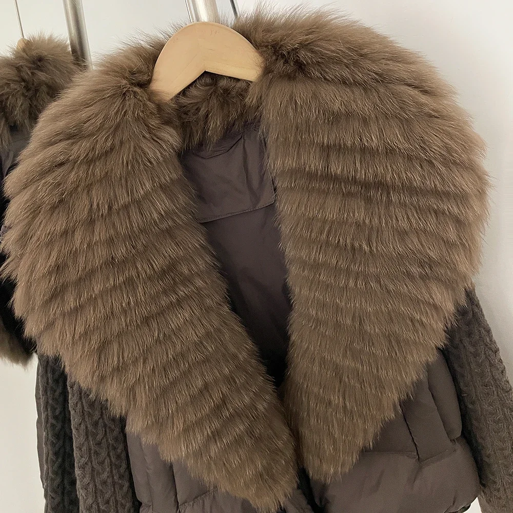 OFTBUY Women New Winter Real Fur Collar Natural Fur Cropped Warm Puffer Coat Duck Down Jacket Female Fashion Casual Outerwear