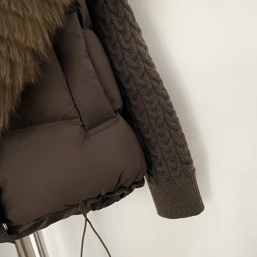 OFTBUY Women New Winter Real Fur Collar Natural Fur Cropped Warm Puffer Coat Duck Down Jacket Female Fashion Casual Outerwear
