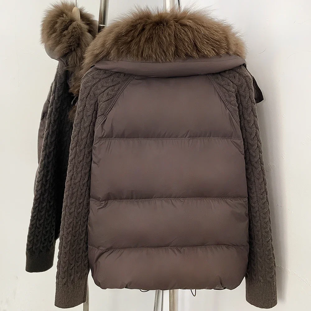 OFTBUY Women New Winter Real Fur Collar Natural Fur Cropped Warm Puffer Coat Duck Down Jacket Female Fashion Casual Outerwear