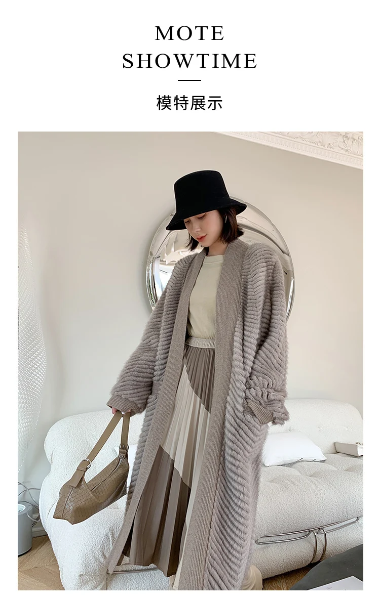 HDHOHR 2026 New High Quality Natural Mink Fur Coat Women With Belt Knitted Real MinkFur Jacket Fashion Warm Long For Female