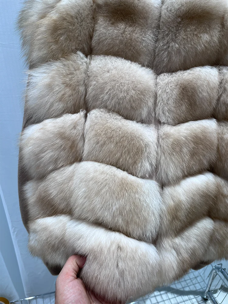 2025 New Women Winter Natural Real Fox Fur Coat Thick Warm Wool Woolen Jacket Cusual Female Outerwear