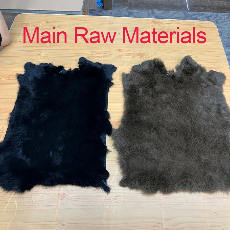 2025 New Real Fur Coat Winter Jacket Women Natural Rabbit Fur Lambswool Collar Luxury Outwear Loose Thick Warm Female Coat