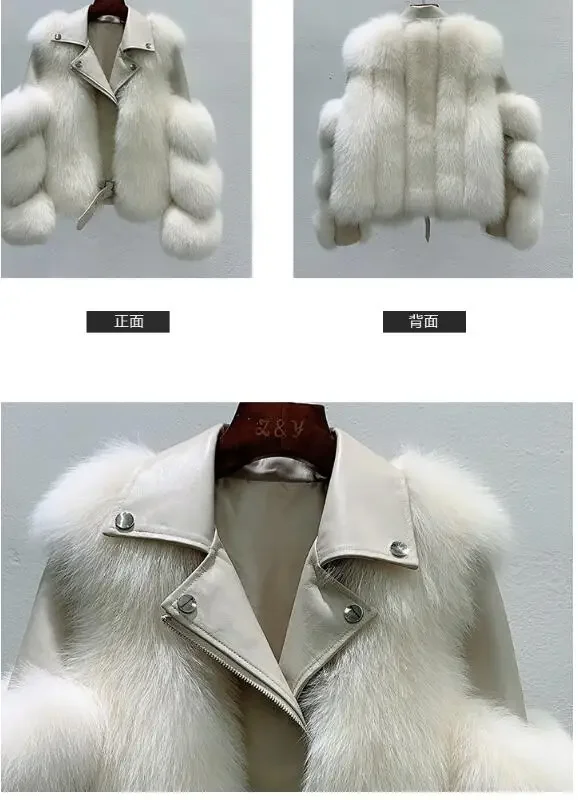 Real Fox Fur Coats With Genuine Sheepskin Leather Wholeskin Natural Fox Fur Jacket Outwear Luxury Women 2024 Winter New