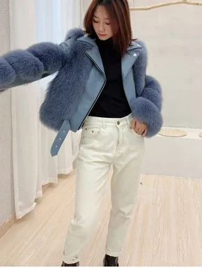 Real Fox Fur Coats With Genuine Sheepskin Leather Wholeskin Natural Fox Fur Jacket Outwear Luxury Women 2024 Winter New