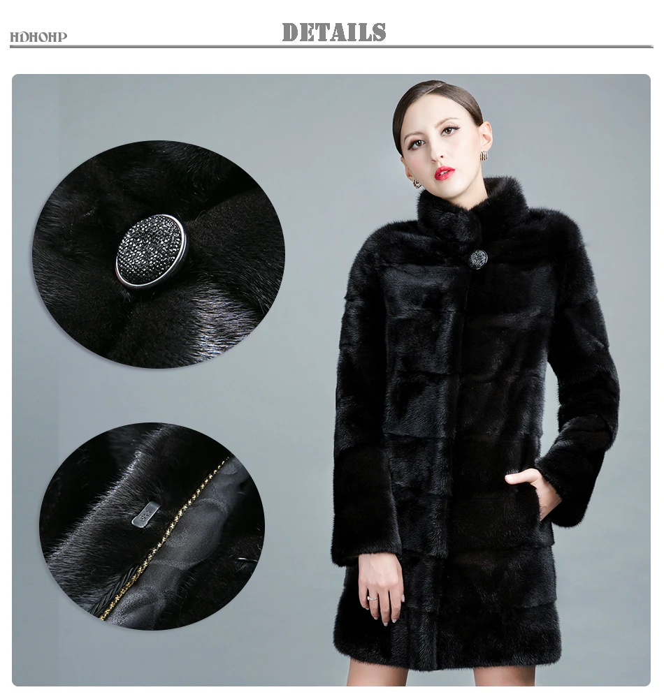 HDHOHR 2026 High Quality Real Mink Fur Coat Women Natural Import Mink Coats Winter Warm Fashion Fur Coats Thick Mink Fur Jackets