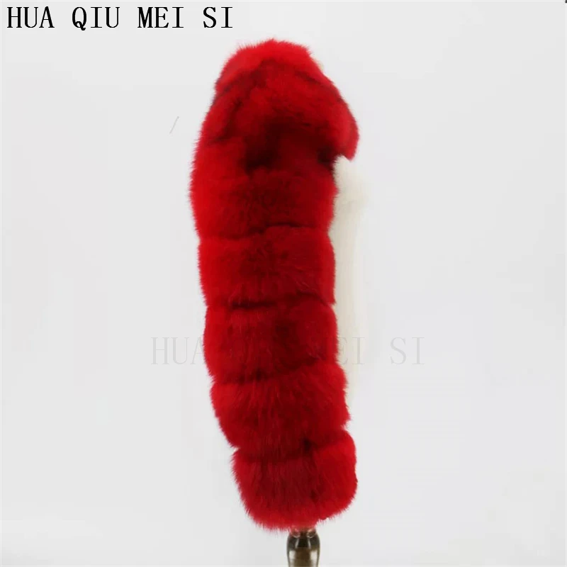 HUAQIUMEISI Natural Real Fox Fur Single and Double Sleeves Women Fur Coat with a Pair of Sleeves Natural Raccoon Fur Jackets