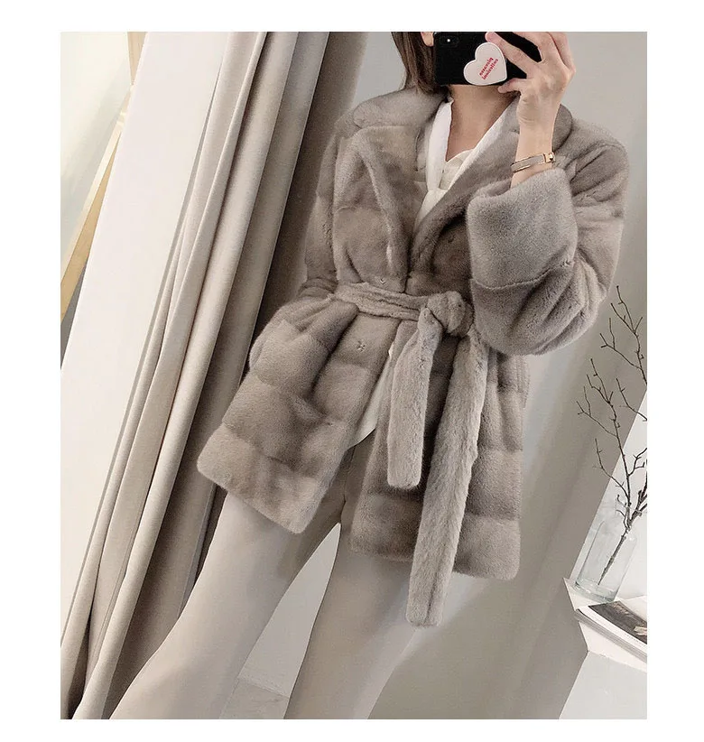 HDHOHR 2026 New Natural Mink Fur Coats For Women Real Mink Fur Coats OutwearPark With Fur High Quality Female Warm Winter Jacket
