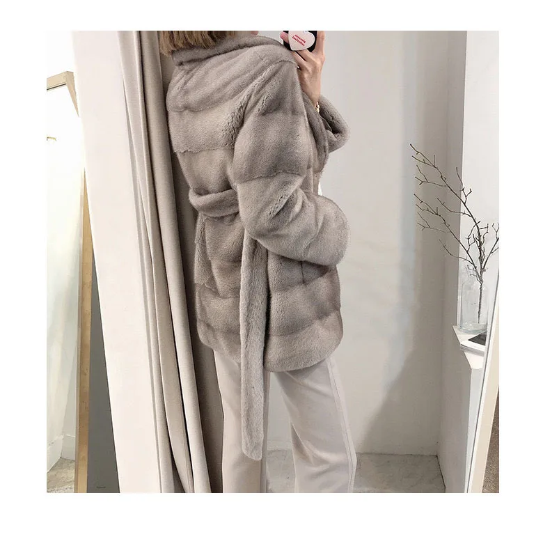 HDHOHR 2026 New Natural Mink Fur Coats For Women Real Mink Fur Coats OutwearPark With Fur High Quality Female Warm Winter Jacket