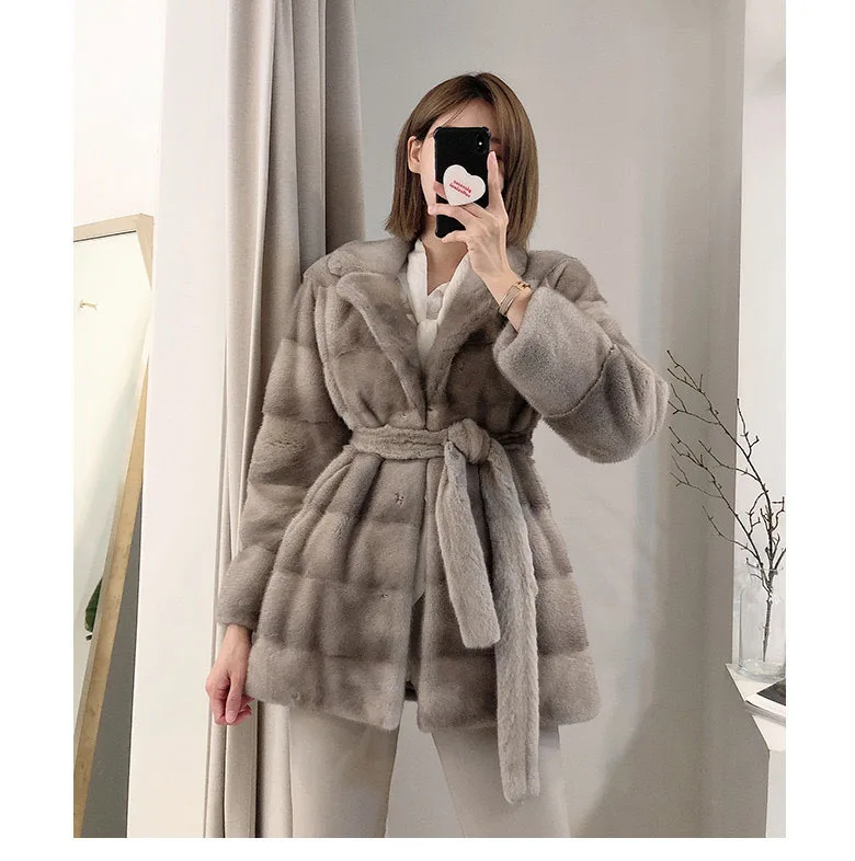 HDHOHR 2026 New Natural Mink Fur Coats For Women Real Mink Fur Coats OutwearPark With Fur High Quality Female Warm Winter Jacket