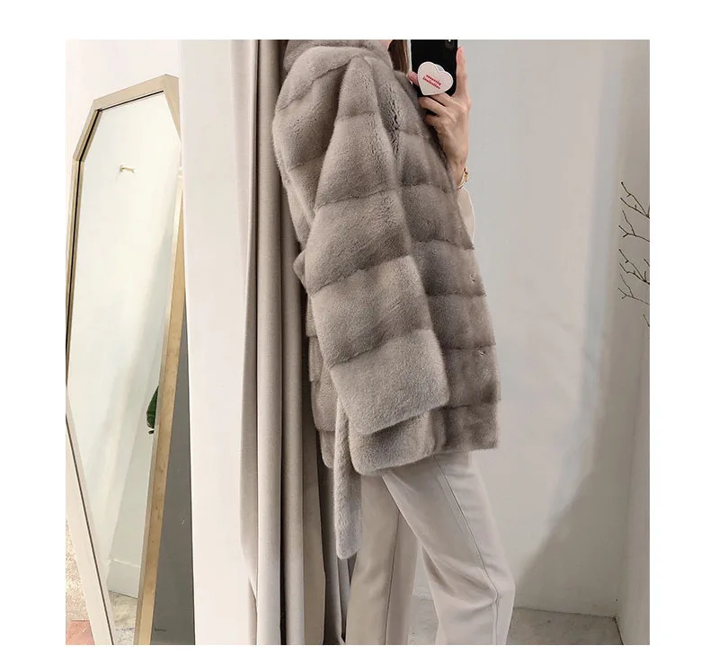 HDHOHR 2026 New Natural Mink Fur Coats For Women Real Mink Fur Coats OutwearPark With Fur High Quality Female Warm Winter Jacket