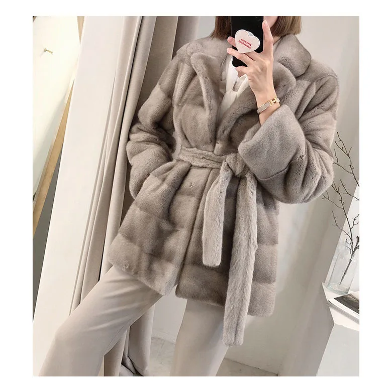HDHOHR 2026 New Natural Mink Fur Coats For Women Real Mink Fur Coats OutwearPark With Fur High Quality Female Warm Winter Jacket