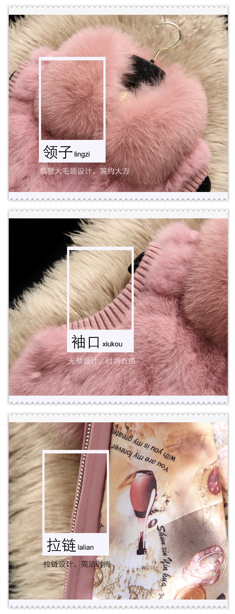 Women's Genuine Real Rabbit Fur Fox Fur Collar Knitting Women's Winter vest Fur Jacket Casual Short Outwear Slim with zipper