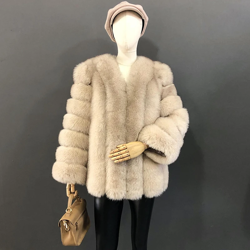 Autumn And Winter Mid Length Natural Fox Fur Coat Women Fashionable Fur Jacket The Most Popular Real Fur Coat Female Clothing