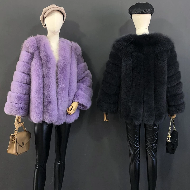 Autumn And Winter Mid Length Natural Fox Fur Coat Women Fashionable Fur Jacket The Most Popular Real Fur Coat Female Clothing