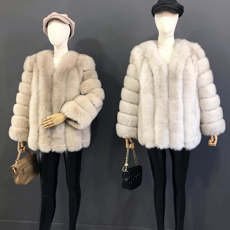 Autumn And Winter Mid Length Natural Fox Fur Coat Women Fashionable Fur Jacket The Most Popular Real Fur Coat Female Clothing