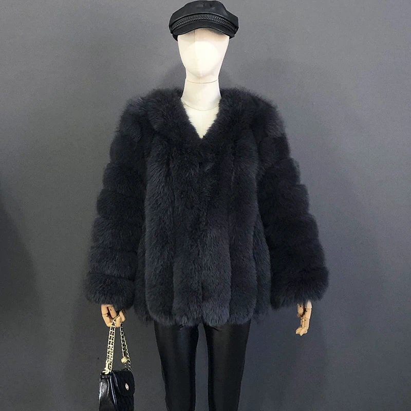 Autumn And Winter Mid Length Natural Fox Fur Coat Women Fashionable Fur Jacket The Most Popular Real Fur Coat Female Clothing