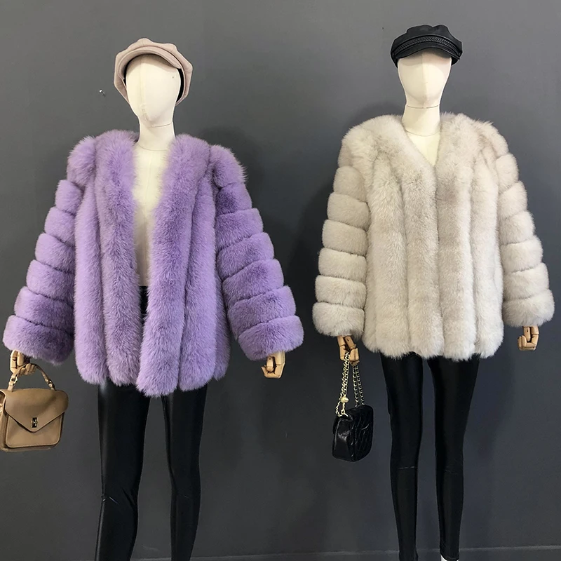 Autumn And Winter Mid Length Natural Fox Fur Coat Women Fashionable Fur Jacket The Most Popular Real Fur Coat Female Clothing