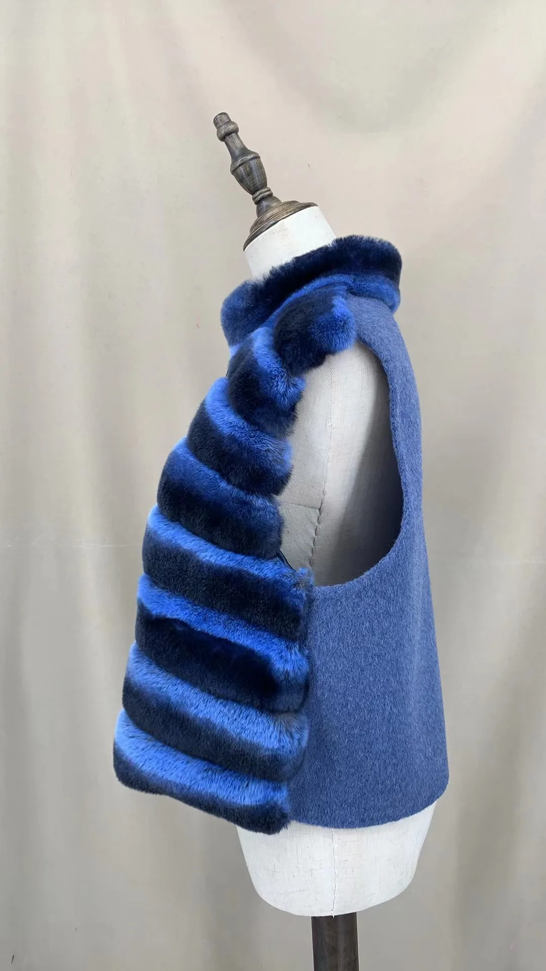 Women's Real Rex Rabbit Fur Vest | Chinchilla Color Winter Warm Fluffy Gilet | Limited Stock