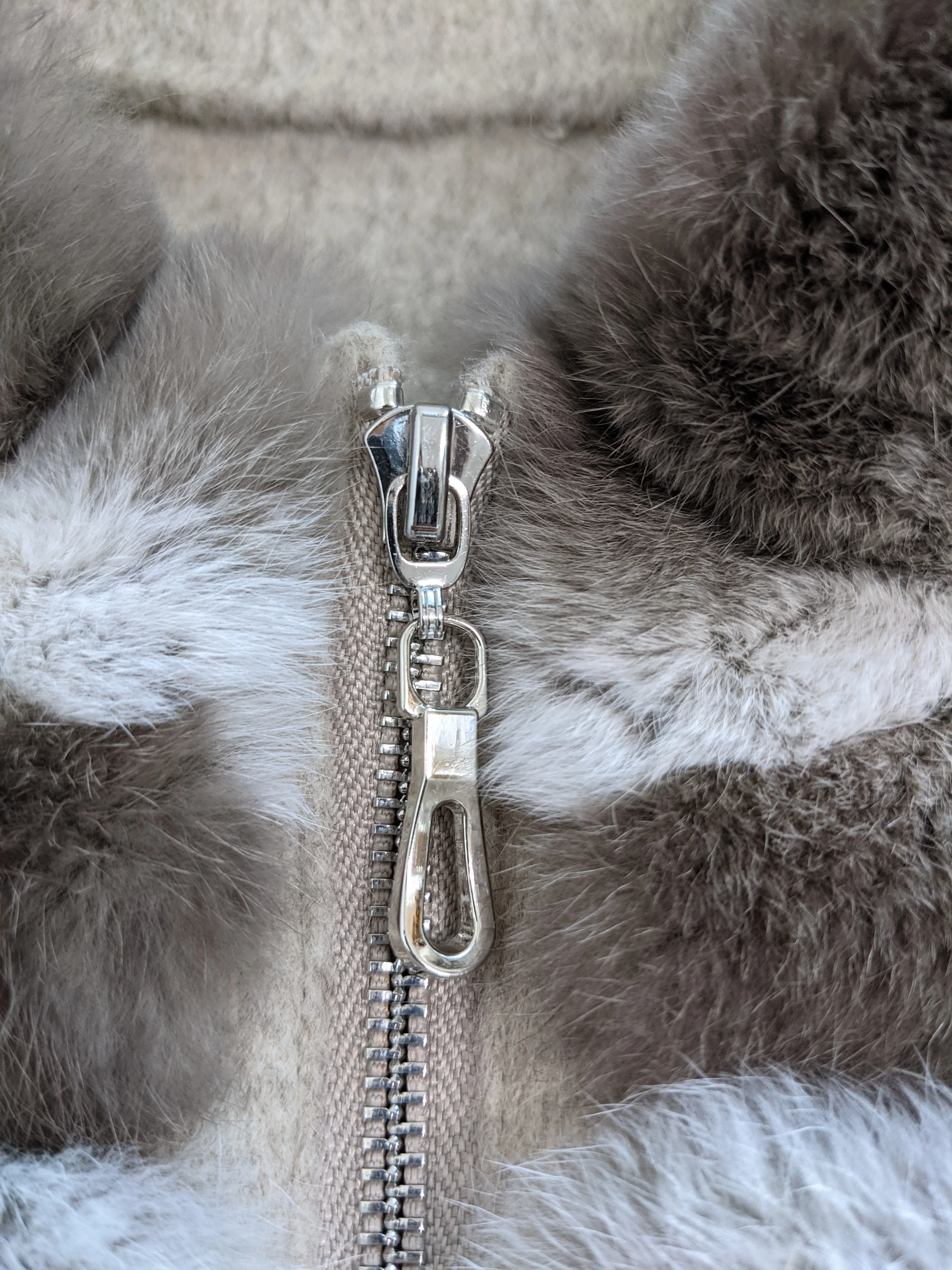 Women's Real Rex Rabbit Fur Vest | Chinchilla Color Winter Warm Fluffy Gilet | Limited Stock