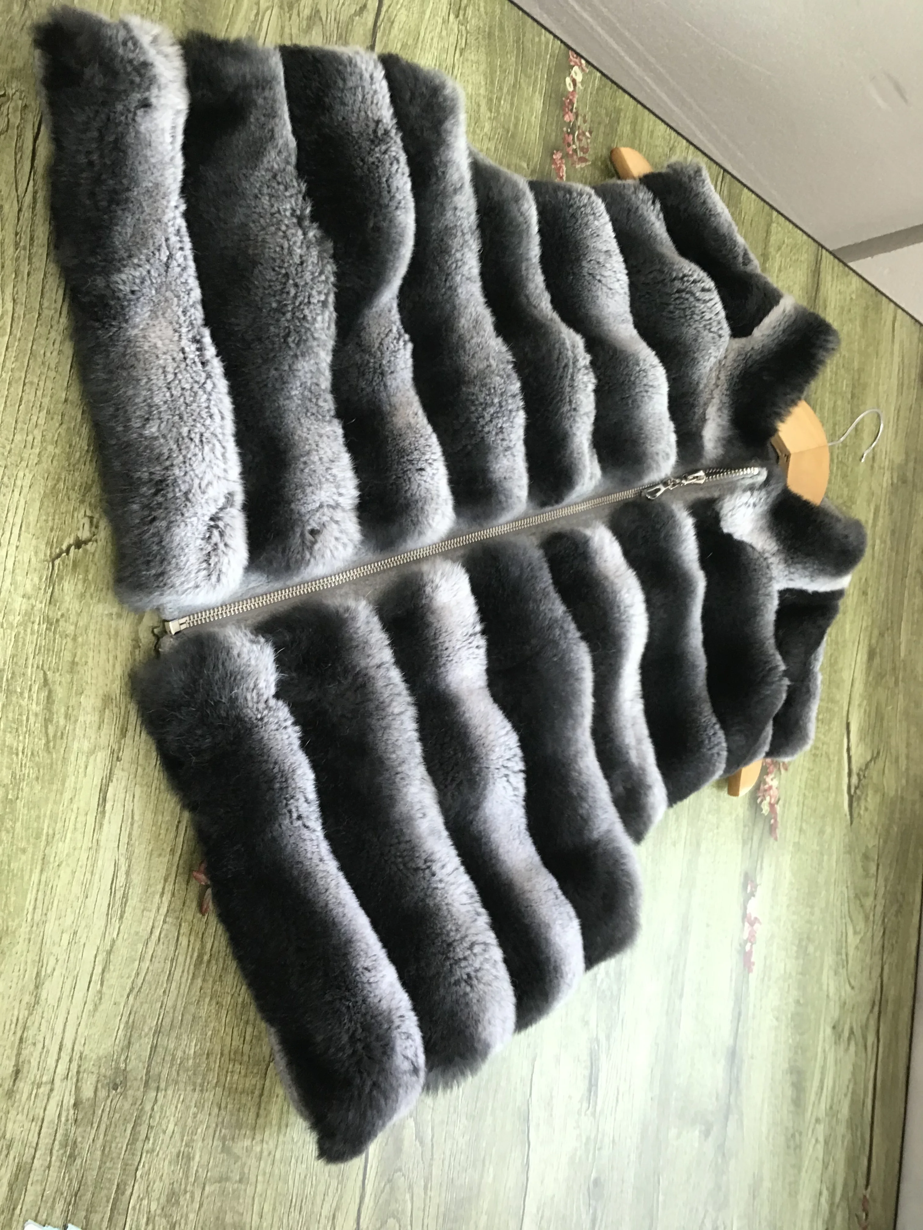 Women's Real Rex Rabbit Fur Vest | Chinchilla Color Winter Warm Fluffy Gilet | Limited Stock