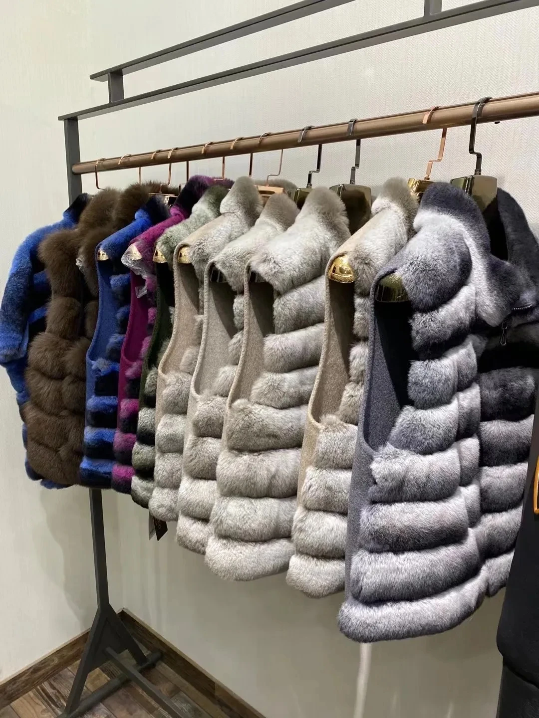 Women's Real Rex Rabbit Fur Vest | Chinchilla Color Winter Warm Fluffy Gilet | Limited Stock