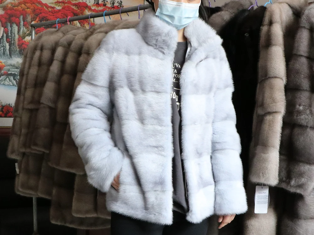 Fancy Rani Luxury Real Mink Fur Coat Natural Mink Clothing Short Style Winter Fashion For Women 2023 Plus Size Customizable