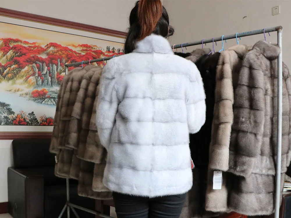 Fancy Rani Luxury Real Mink Fur Coat Natural Mink Clothing Short Style Winter Fashion For Women 2023 Plus Size Customizable