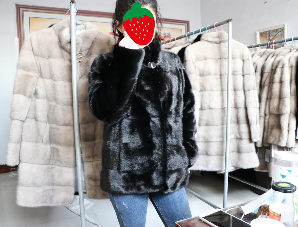 Fancy Rani Luxury Real Mink Fur Coat Natural Mink Clothing Short Style Winter Fashion For Women 2023 Plus Size Customizable