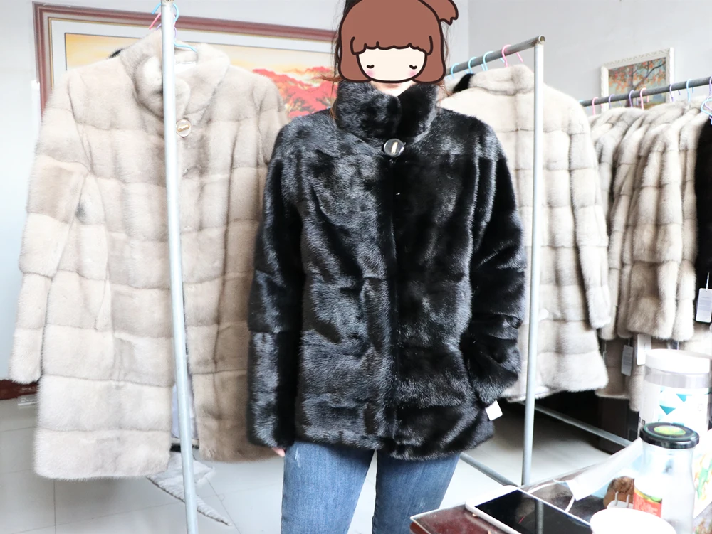 Fancy Rani Luxury Real Mink Fur Coat Natural Mink Clothing Short Style Winter Fashion For Women 2023 Plus Size Customizable