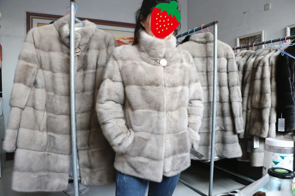 Fancy Rani Luxury Real Mink Fur Coat Natural Mink Clothing Short Style Winter Fashion For Women 2023 Plus Size Customizable