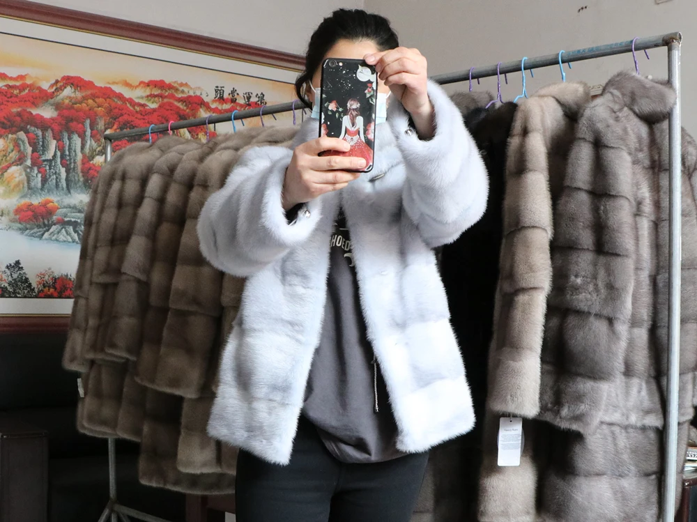 Fancy Rani Luxury Real Mink Fur Coat Natural Mink Clothing Short Style Winter Fashion For Women 2023 Plus Size Customizable