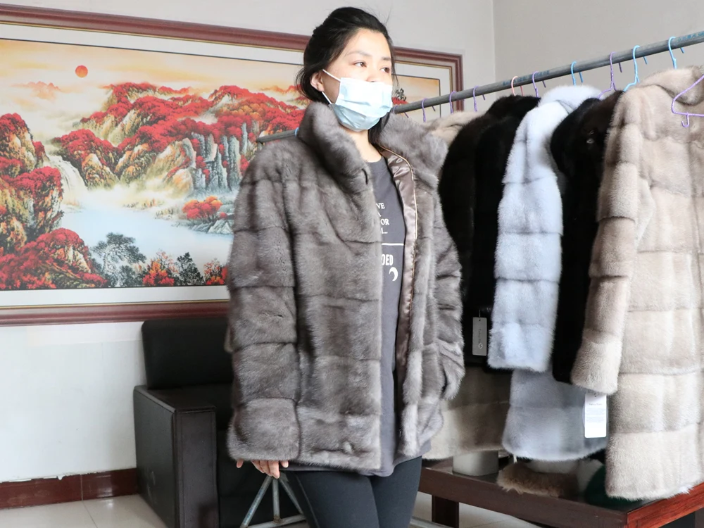 Fancy Rani Luxury Real Mink Fur Coat Natural Mink Clothing Short Style Winter Fashion For Women 2023 Plus Size Customizable