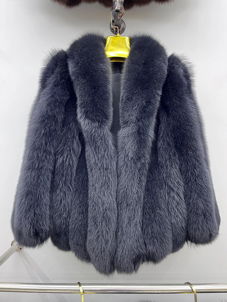 Winter Warm Fox Fur Jacket Lady Women Natural Fur Coat Long Sleeve Outwear Overcoat Authentic Genuine Fur Coats