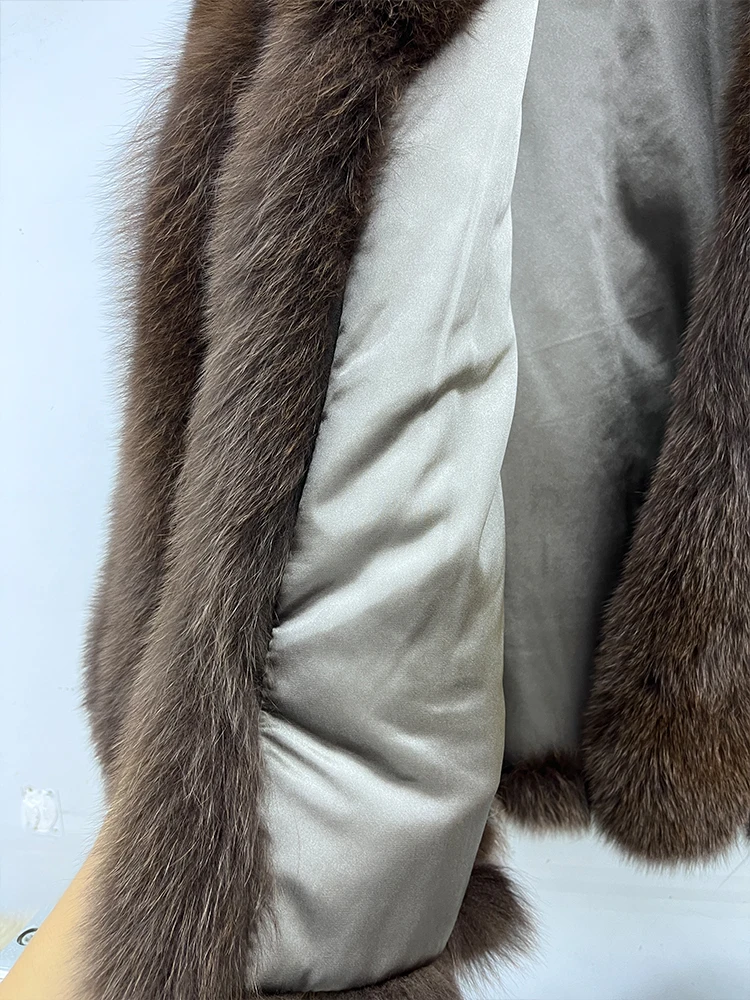 Winter Warm Fox Fur Jacket Lady Women Natural Fur Coat Long Sleeve Outwear Overcoat Authentic Genuine Fur Coats