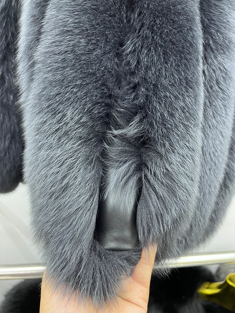 Winter Warm Fox Fur Jacket Lady Women Natural Fur Coat Long Sleeve Outwear Overcoat Authentic Genuine Fur Coats