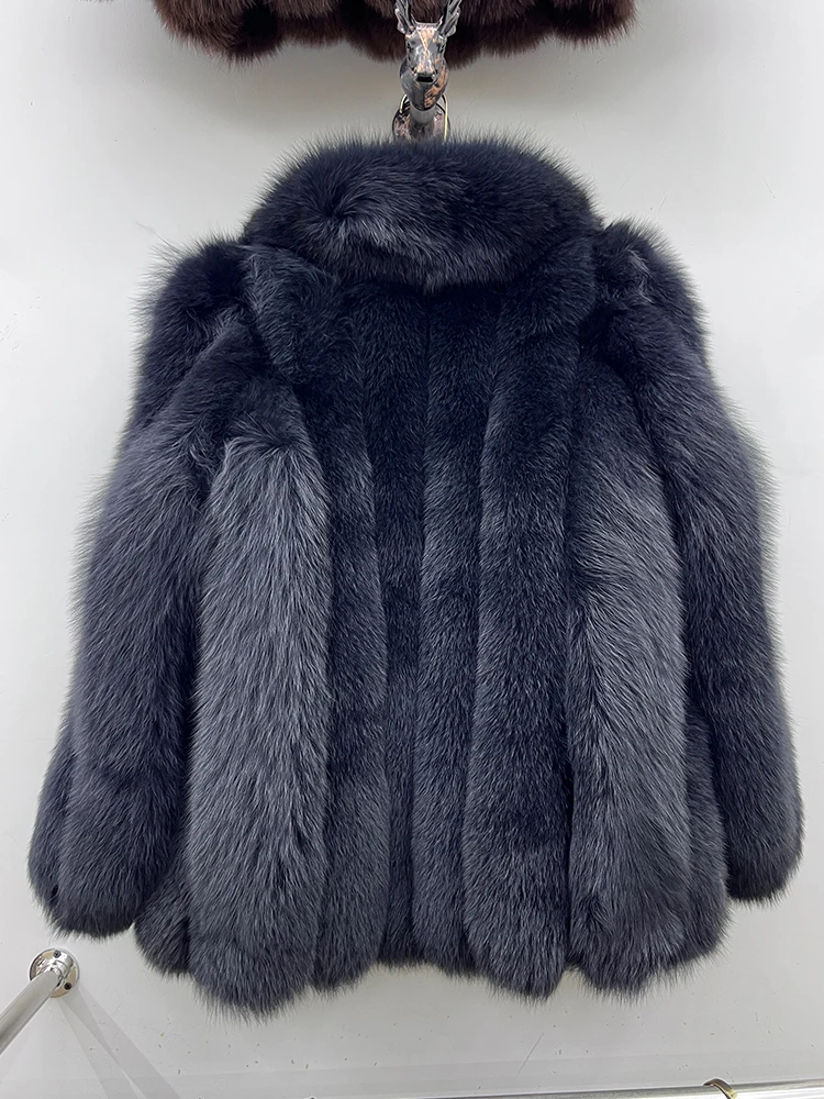 Winter Warm Fox Fur Jacket Lady Women Natural Fur Coat Long Sleeve Outwear Overcoat Authentic Genuine Fur Coats