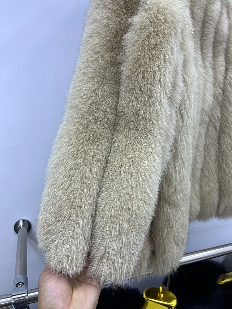 Winter Warm Fox Fur Jacket Lady Women Natural Fur Coat Long Sleeve Outwear Overcoat Authentic Genuine Fur Coats