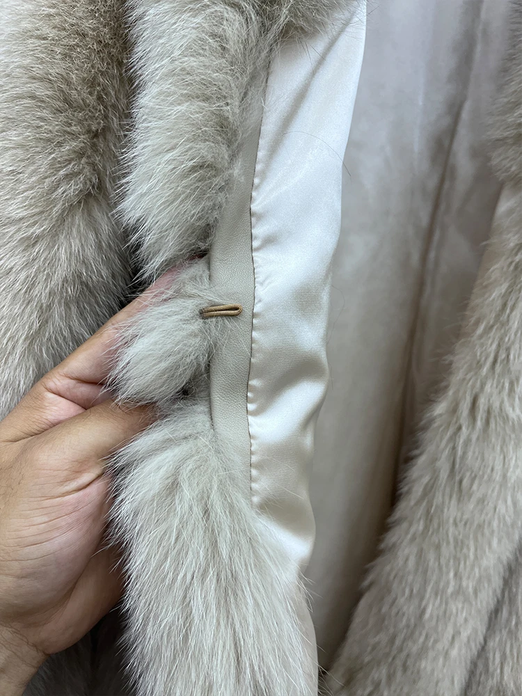 Winter Warm Fox Fur Jacket Lady Women Natural Fur Coat Long Sleeve Outwear Overcoat Authentic Genuine Fur Coats