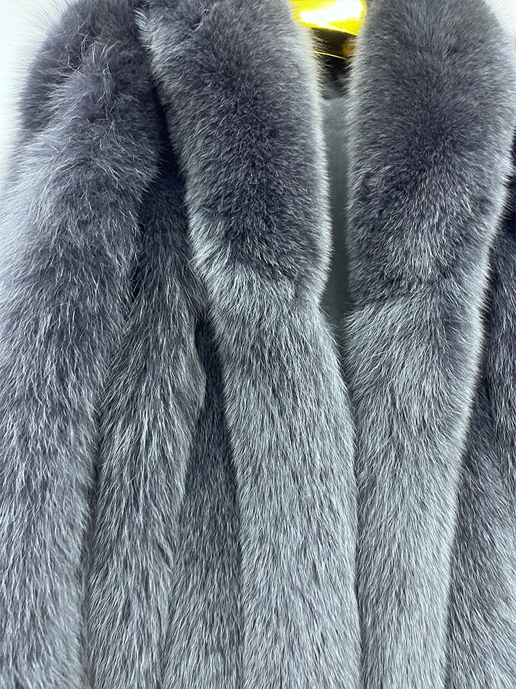 Winter Warm Fox Fur Jacket Lady Women Natural Fur Coat Long Sleeve Outwear Overcoat Authentic Genuine Fur Coats