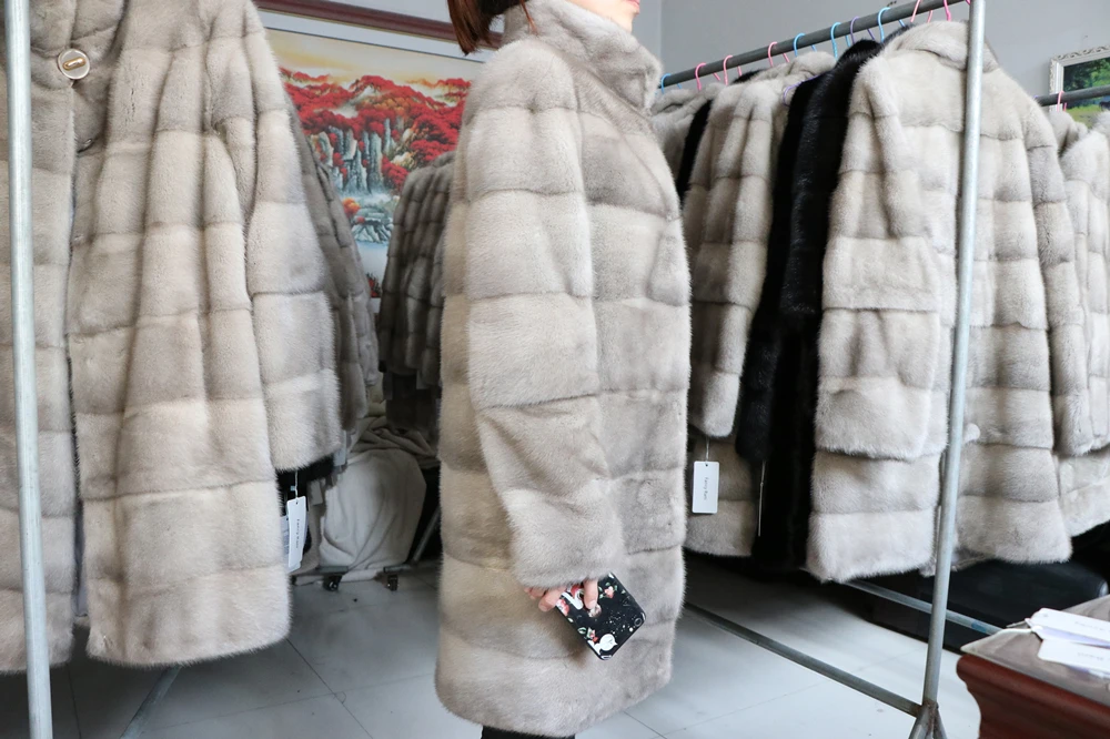 Fancy Rani Real Mink Fur Coat Natural Women Winter Long Leather Jacket Luxury Female Clothes 2023 Mink Fur Coat Women Promotion