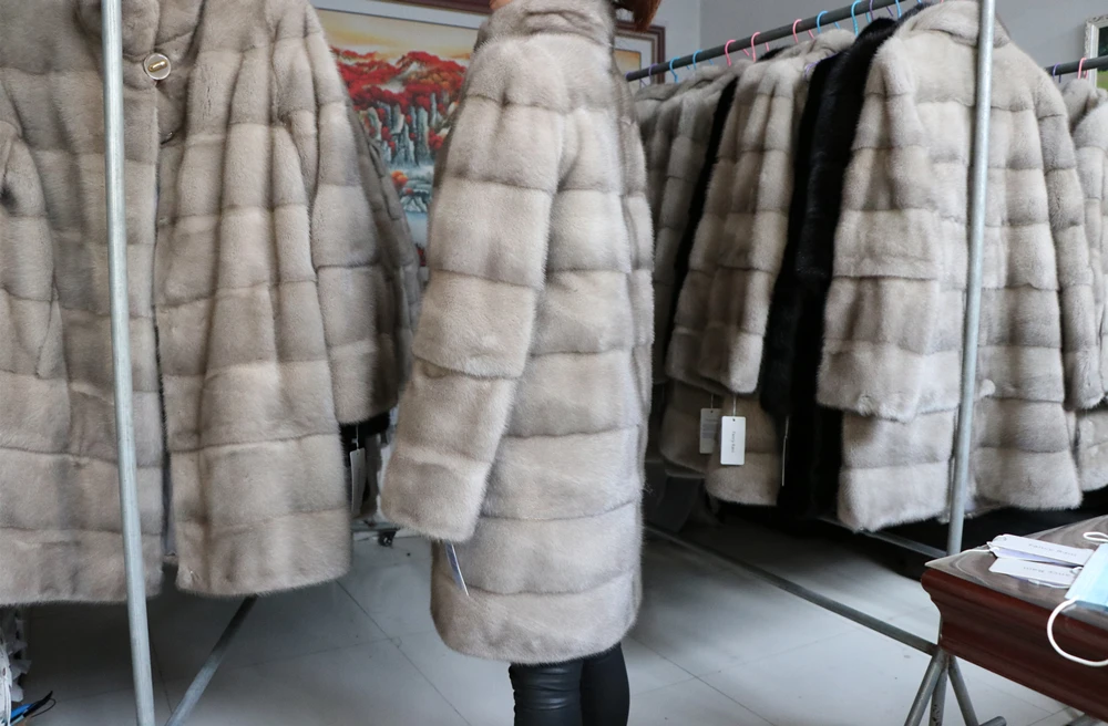 Fancy Rani Real Mink Fur Coat Natural Women Winter Long Leather Jacket Luxury Female Clothes 2023 Mink Fur Coat Women Promotion