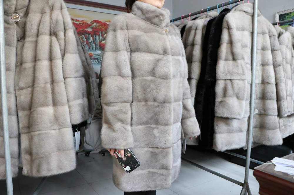 Fancy Rani Real Mink Fur Coat Natural Women Winter Long Leather Jacket Luxury Female Clothes 2023 Mink Fur Coat Women Promotion