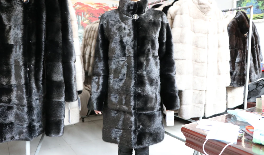 Fancy Rani Real Mink Fur Coat Natural Women Winter Long Leather Jacket Luxury Female Clothes 2023 Mink Fur Coat Women Promotion