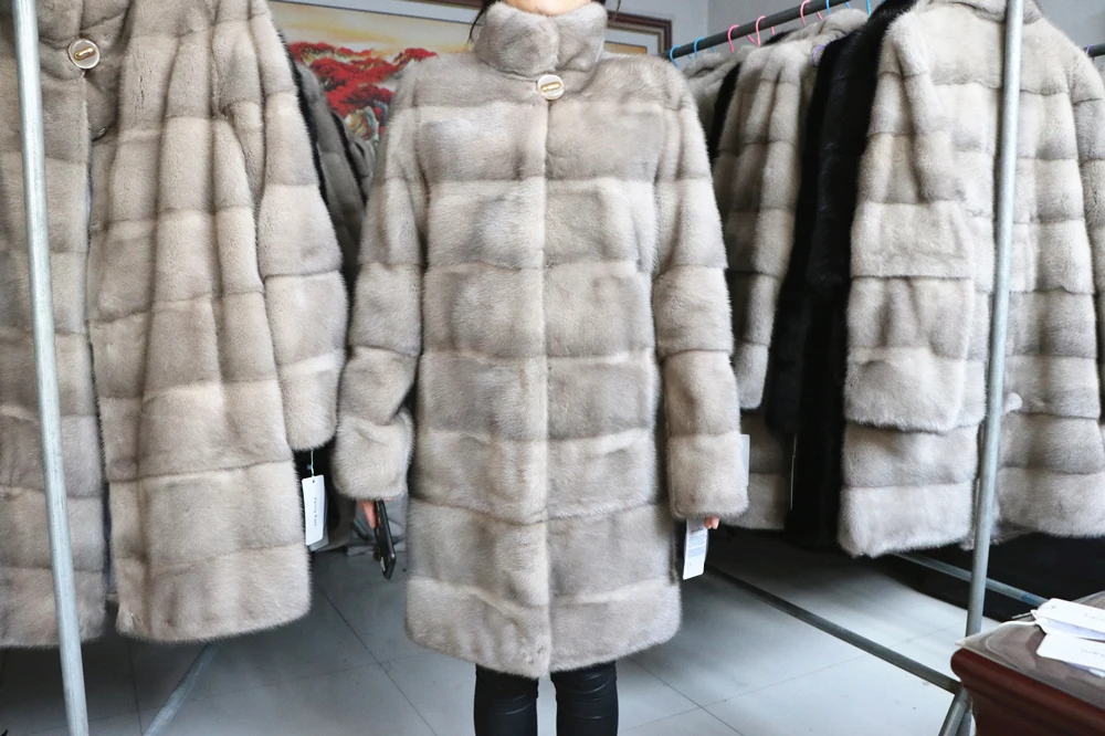 Fancy Rani Real Mink Fur Coat Natural Women Winter Long Leather Jacket Luxury Female Clothes 2023 Mink Fur Coat Women Promotion