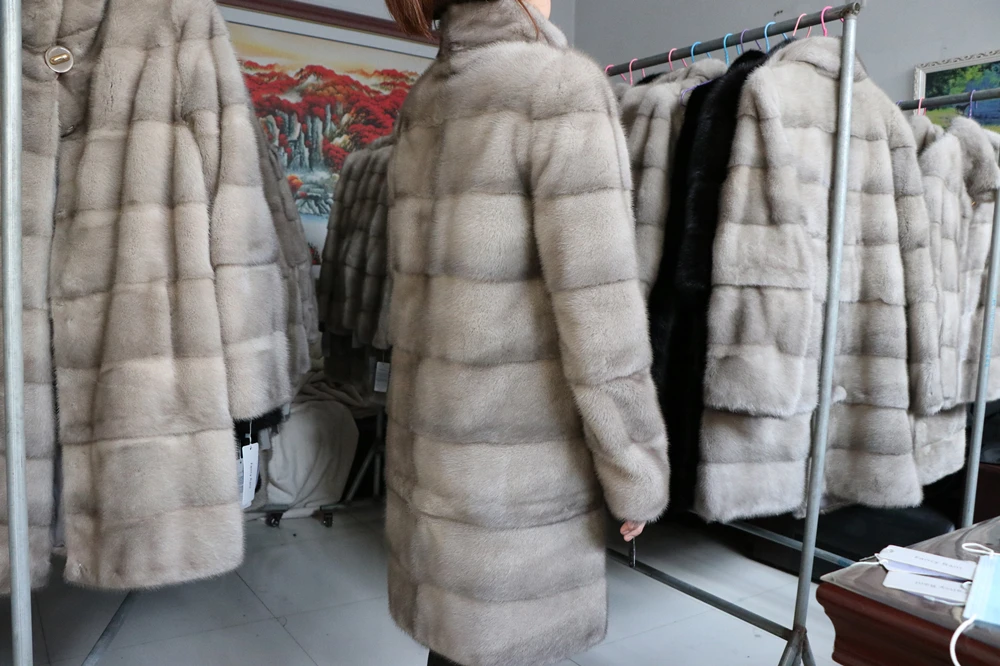 Fancy Rani Real Mink Fur Coat Natural Women Winter Long Leather Jacket Luxury Female Clothes 2023 Mink Fur Coat Women Promotion